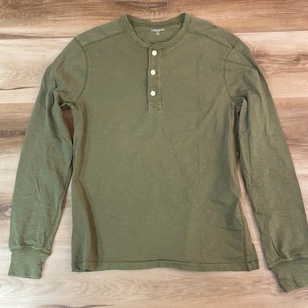 J Crew Henley T Shirt Mens Small Army Green Long‎ Sleeve